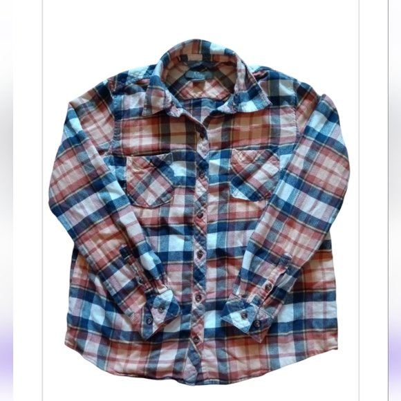 Natural Reflections Tops - Natural Reflections Flannel Shirt Orange & Blue (women's)